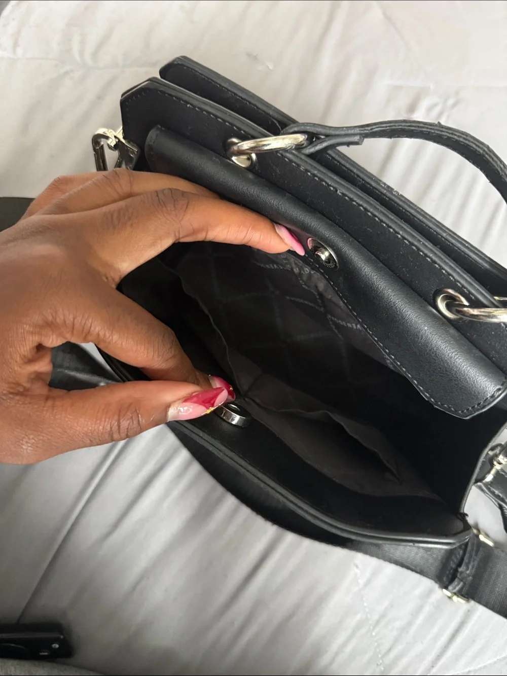 Steve Madden Black Structured Crossbody Bag with Removable Strap